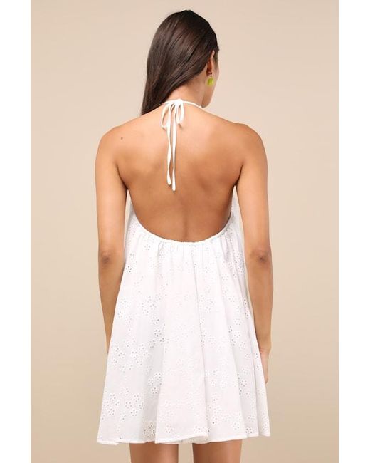 Lulus Mina Eyelet Embroidered Shift Mini Dress in Natural | Lyst UK Lulus Mina Eyelet Embroidered Shift Mini Dress in Natural | Lyst UK
