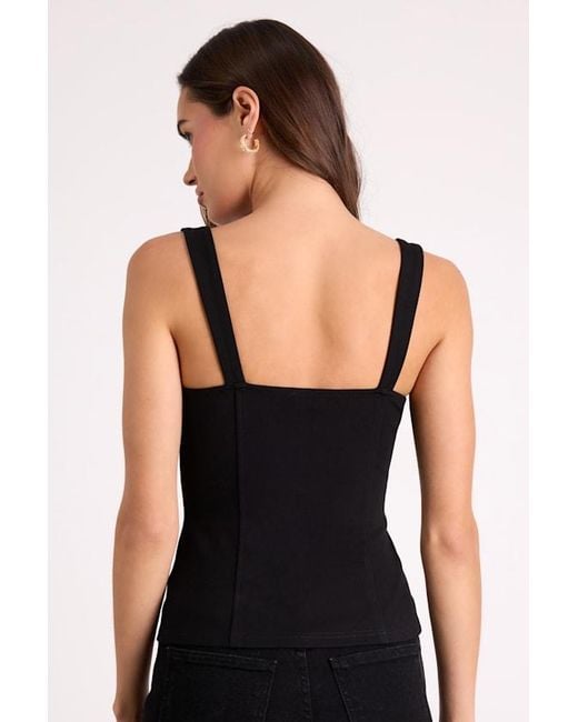 Lulus Black Letty Lace Bustier Tank Top