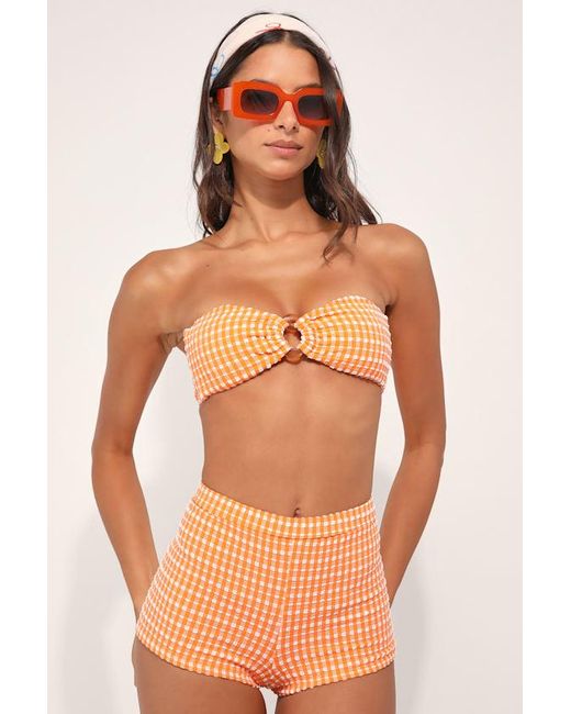 Dippin' Daisy's Orange Farrah Gingham Swim Shorts