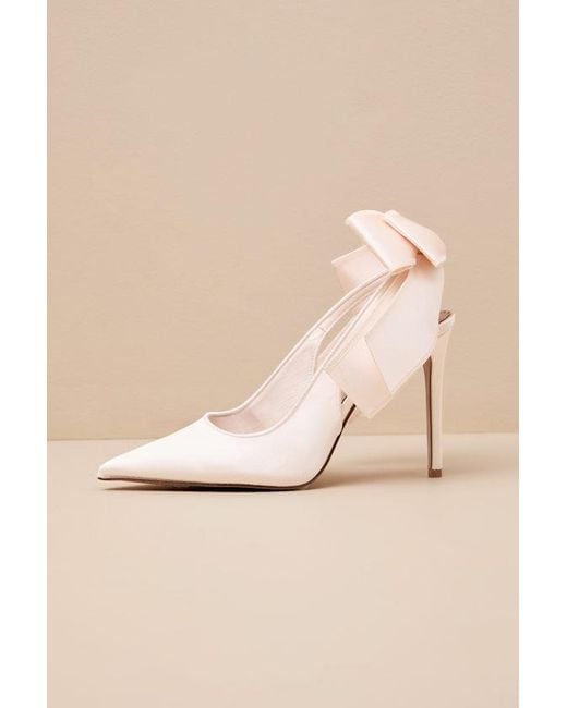 Steve Madden Natural Teacup Satin Bow Slingback Pumps