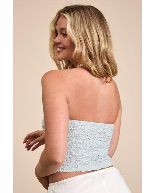 Lulus Blue Bellona Jacquard Knit Strapless Crop Top