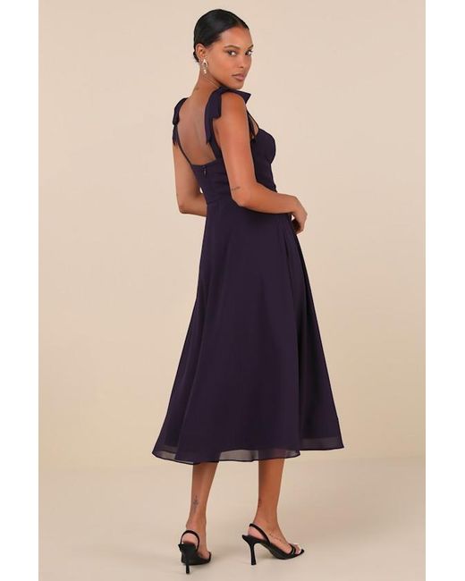 Lulus Blue Sophisticated Charisma Tie-Strap A-Line Midi Dress