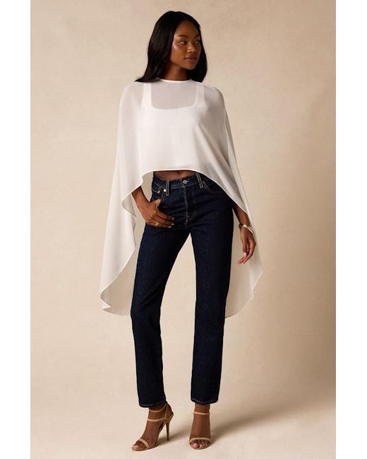 Lulus Blue Levana Cape Sleeve Top