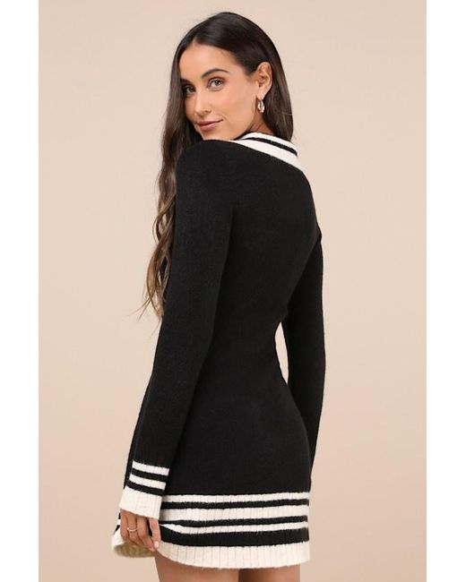 Lulus Gray Soft Serenity Collared Sweater Mini Dress