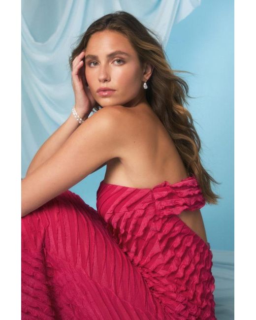 Lulus Pink Faelyn Strapless Ruffled Midi Dress