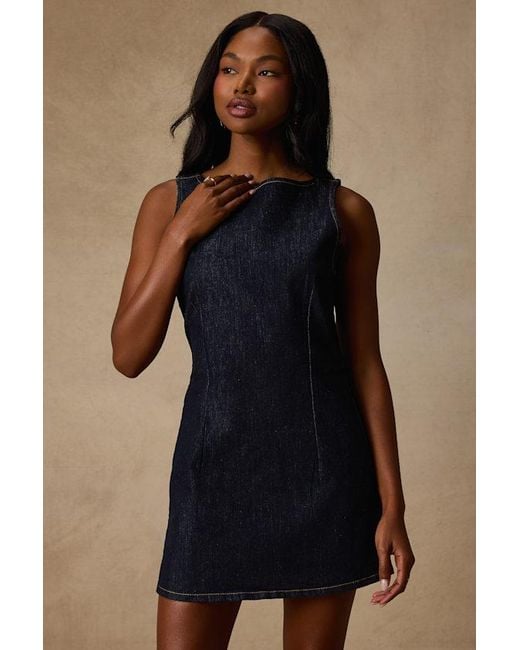 Levi's Black Little Dark Wash Denim Boat Neck Mini Dress