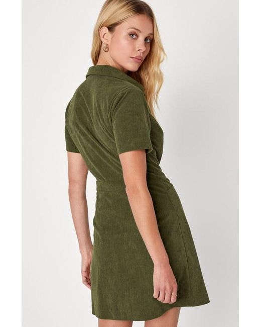 Lulus Green Go-Getter Girl Corduroy Mini Dress With Pockets