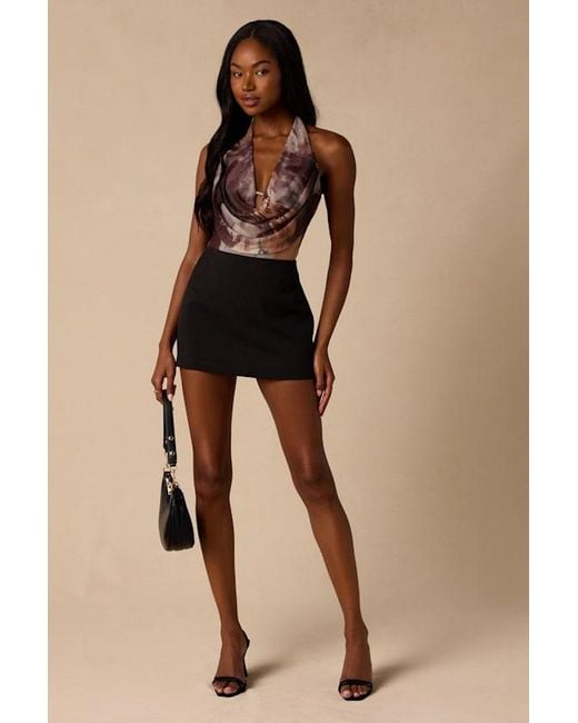 Lulus Black Dionne Multi Abstract Mesh Cowl Bodysuit