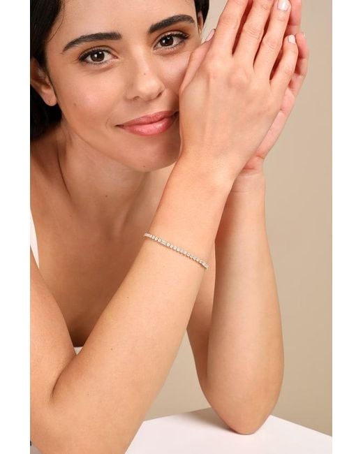 Lulus Natural Dainty Decadence Rhinestone Tennis Bracelet