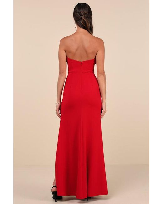 Lulus Red Spellbinding Allure Bustier Strapless Mermaid Maxi Dress