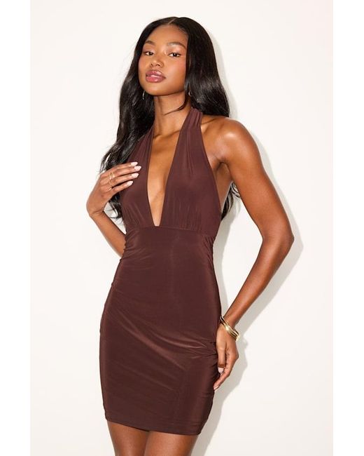 Lulus Red Maelyn Slinky Knit Halter Mini Dress
