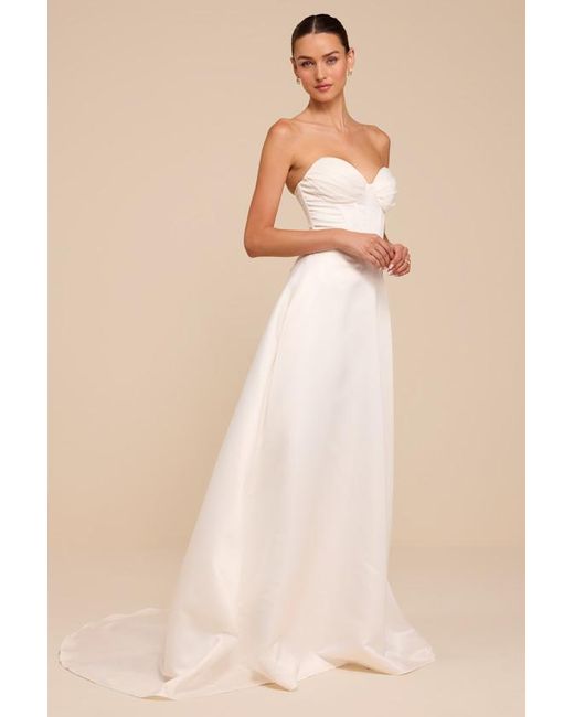 Lulus Natural Gwen Satin Bustier Wedding Dress