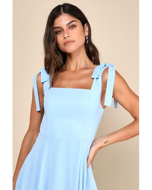Lulus Blue Love Me Forever Square Neck Maxi Dress