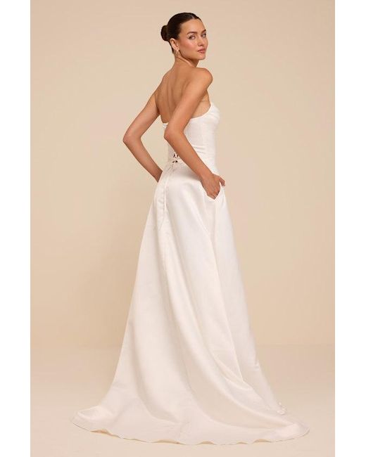 Lulus Natural Gwen Satin Bustier Wedding Dress