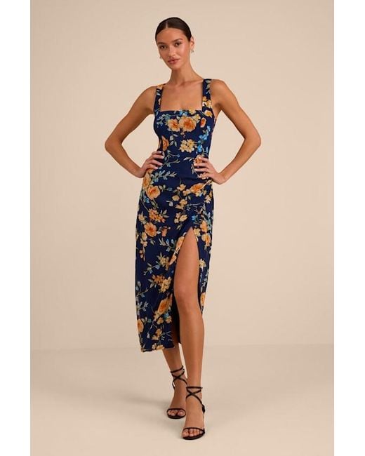 Lulus Natural Lesina Floral Sleeveless Midi Dress