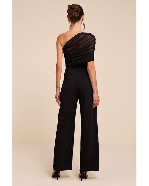 Lulus Natural Kimia Mesh Asymmetrical Jumpsuit