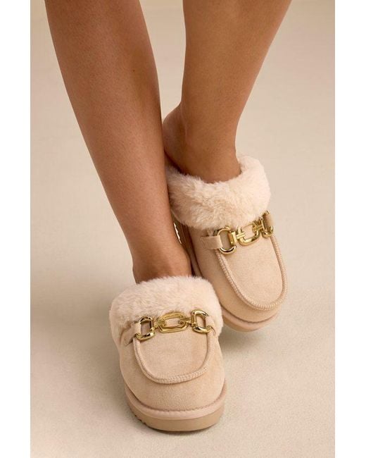 Matisse Davos Natural Suede Faux Fur Flatform Slippers