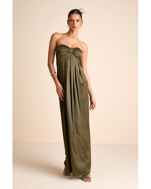 Lulus Black Memorable Entrance Strapless Satin Maxi Dress