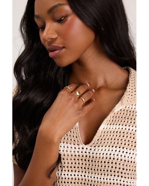 Lulus Brown Bena Five-Piece Ring Set