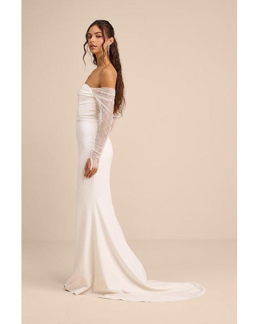 Lulus Natural Anabella Off-The-Shoulder Mermaid Maxi Dress