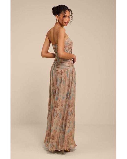 Lulus Natural Aubriana Multi Abstract Lurex Maxi Dress