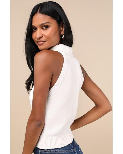 Lulus White Cutest Consideration Turtleneck Halter Top