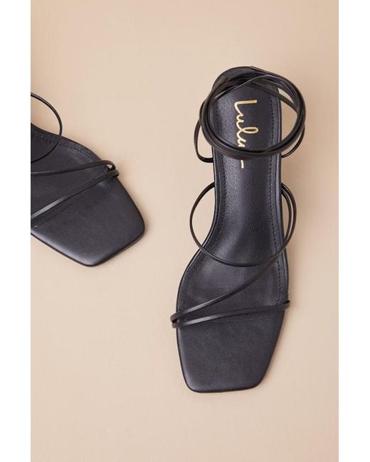 Lulus Black Aliah Lace-Up High Heel Sandals