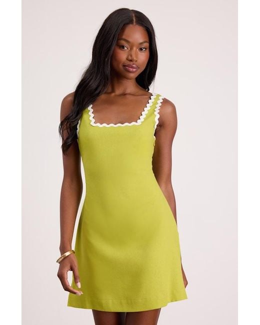 Lulus Green Xiomara Chartreuse Square-Neck Mini Dress