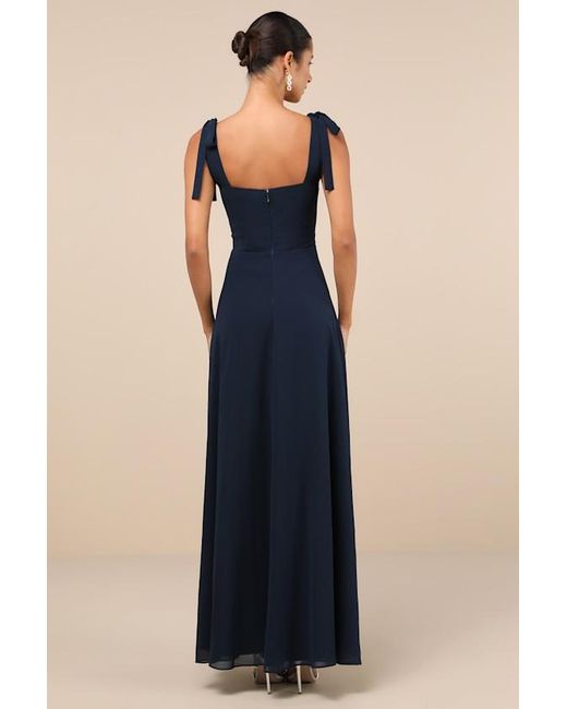 Lulus Blue Love Me Forever Square Neck Maxi Dress
