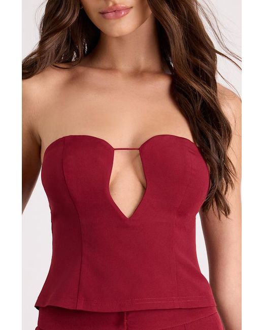 Lulus Red Nasia Strapless Cutout Crop Top