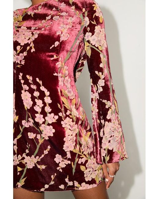 Lulus Red Charismatic Influence Burnout Velvet Cowl Back Mini Dress