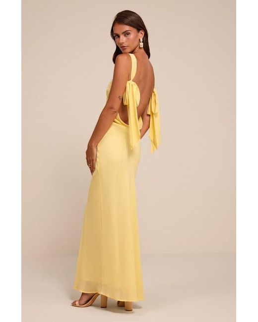 Lulus Yellow Eudora Cowl Back Maxi Dress