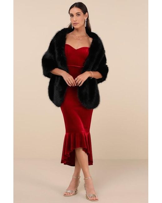 Lulus Black Upscale Approach Faux Fur Stole