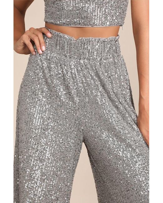 Lulus Metallic Flawless Sparkle Sequin Wide-Leg Pants