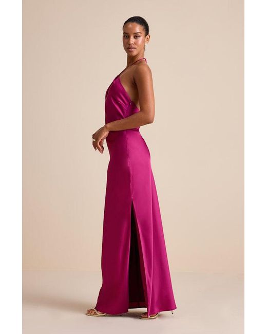 Lulus Gracie Satin Halter Neck Maxi Dress in Pink | Lyst Lulus Gracie Satin Halter Neck Maxi Dress in Pink | Lyst