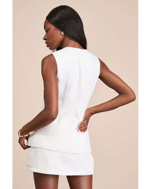 Lulus Natural Teslee Textured Asymmetrical Vest Top