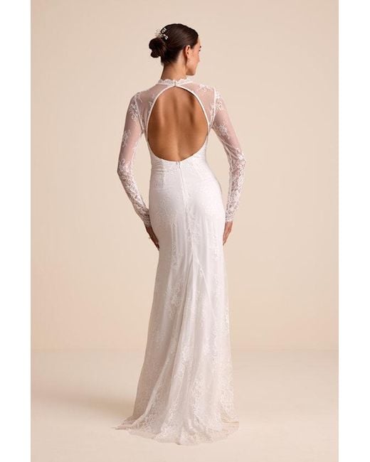 Lulus Natural Laveau Lace Bustier Backless Mermaid Maxi Dress