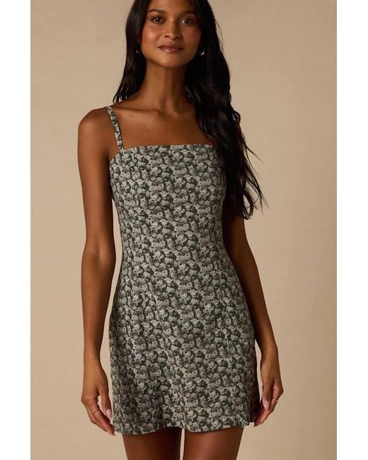 Lulus Brown Teagan Dark Floral Twill Mini Dress