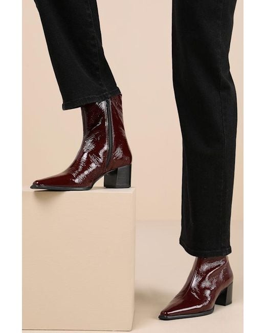 Vagabond Red Giselle Cherry Patent Leather Pointed-Toe Ankle Boots