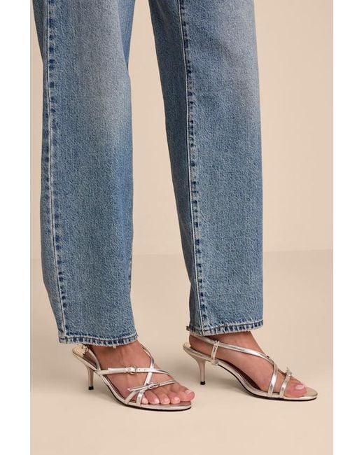 Lulus Blue Sara Strappy Slingback High Heel Sandals