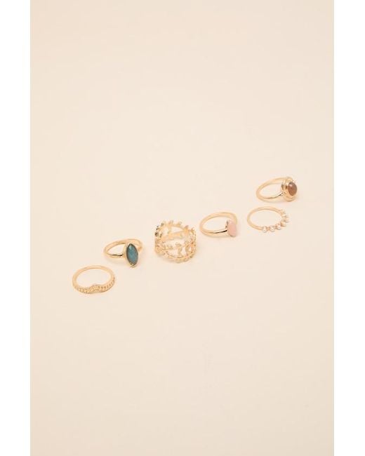 Lulus Natural Kiran Stone Six-Piece Ring Set