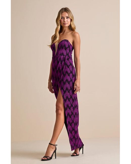 Lulus Pink Shimmering Rsvp Shiny Lurex Strapless Maxi Dress