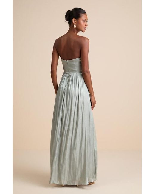 Lulus Natural Kylin Sage Satin Basque Waist Maxi Dress