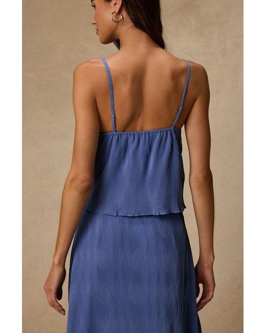 Lulus Blue Paola Textured Ruffled Cami