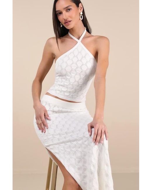 Rhythm Natural Daisy Pointelle Knit Midi Skirt