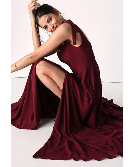 Lulus Red Love Me Forever Square Neck Maxi Dress
