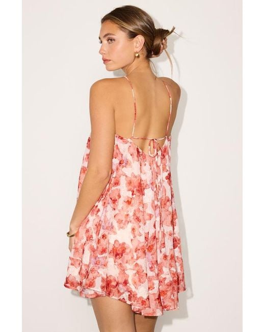 Lulus Pink Dezzi Multi Floral Halter Shift Mini Dress