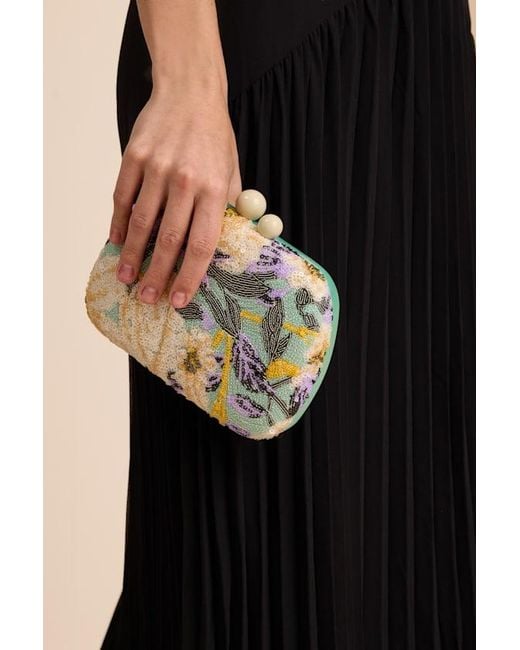 Lulus Blue Orcia Mint Multi Floral Sequin Crossbody Clutch