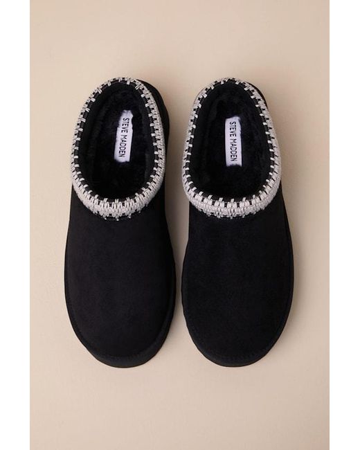 Steve Madden Black Selena-M Suede Flatform Slippers