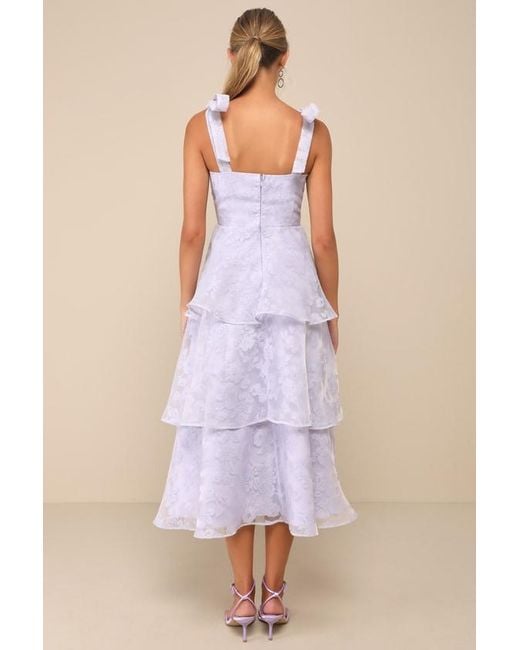 Lulus Purple Glamorous Sweetie Burnout Tie-Strap Bustier Midi Dress